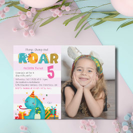 Fun Dinosaur Stomp Chomp and roar Birthday Girl Kaart