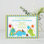 Fun Dinosaurs Birthday Party Invitation Kaart (Staand voorkant)