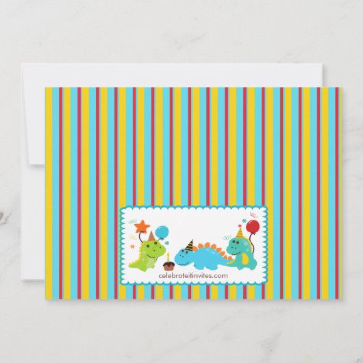Fun Dinosaurs Birthday Party Invitation Kaart (Achterkant)