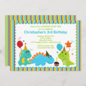 Fun Dinosaurs Birthday Party Invitation Kaart (Voorkant / Achterkant)