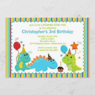 Fun Dinosaurs Birthday Party Invitation Kaart