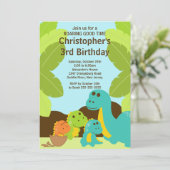 Fun Dinosaurs Birthday Party Invitation Kaart (Staand voorkant)