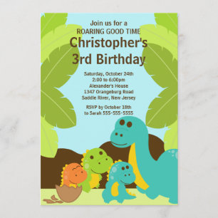 Fun Dinosaurs Birthday Party Invitation Kaart