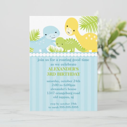 Fun Dinosaurs Birthday Uitnodiging (Staand voorkant)