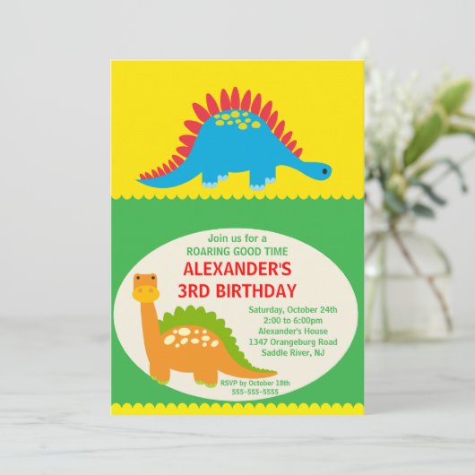 Fun Dinosaurs Birthday Uitnodiging (Staand voorkant)