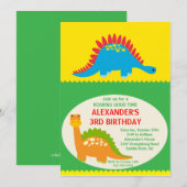 Fun Dinosaurs Birthday Uitnodiging (Voorkant / Achterkant)