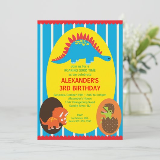 Fun Dinosaurs Birthday Uitnodiging (Staand voorkant)