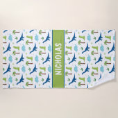 Fun Dinosaurs Blues en Greens Strandlaken (Voorkant)