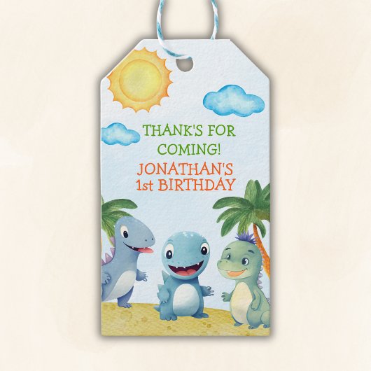 Fun Dinosaurs, Boy's birthday Cadeaulabel