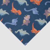 Fun Dinosaurs op Navy Blue Tissuepapier (Detail)