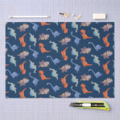 Fun Dinosaurs op Navy Blue Tissuepapier (Craft)