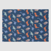 Fun Dinosaurs op Navy Blue Tissuepapier (Voorkant)