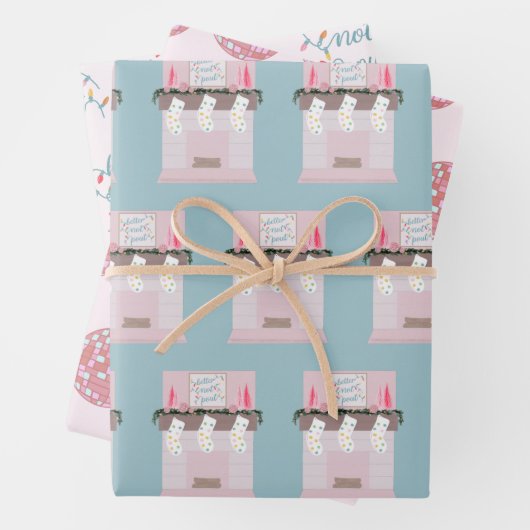 Fun Disco Licht Roze Kerstmis Inpakpapier Vel (In situ)