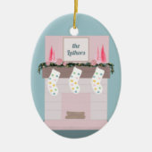 Fun Disco Roze aangepaste kerst Keramisch Ornament (Voorkant)