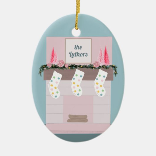 Fun Disco Roze aangepaste kerst Keramisch Ornament (Voorkant)