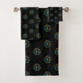 FUN DISCO THEMA BLACK BATHROOM TOWEL SET BAD HANDDOEK (Insitu)