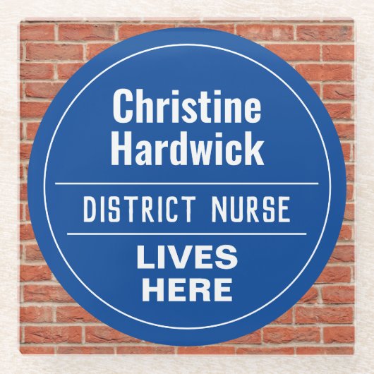 Fun District Nurse Wall Plaque Style Glazen Onderzetter (Voorkant)