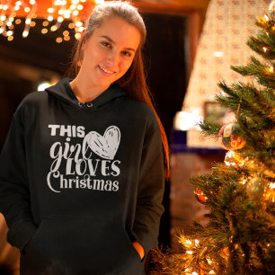 Fun Dit meisje houdt van Kerstmis Witte tekst Hoodie