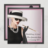 Fun Diva Vrouwen Roze en Zwart 40ste Verjaardag Kaart (Voorkant / Achterkant)