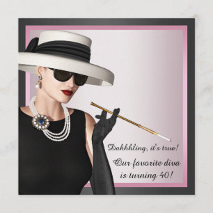 Fun Diva Vrouwen Roze en Zwart 40ste Verjaardag Kaart