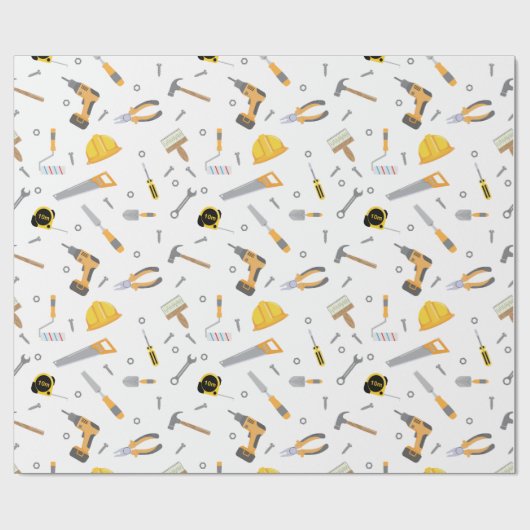 Fun DIY Mechanic Tools white wrappaper Cadeaupapier (Vlak)