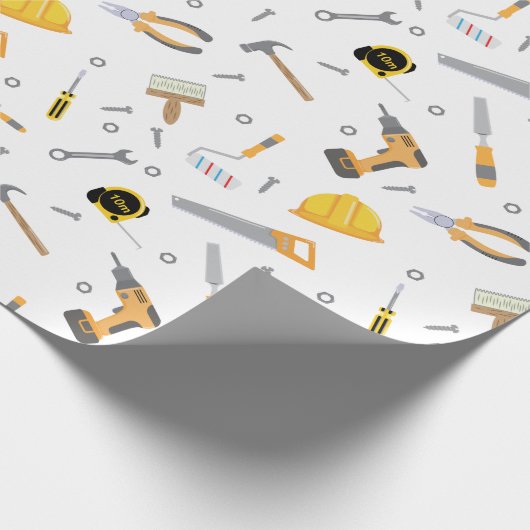 Fun DIY Mechanic Tools white wrappaper Cadeaupapier (Hoek)