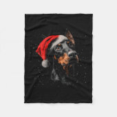 Fun Doberman Dog Christmas Lights Santa Hat Long S Fleece Deken (Voorkant)