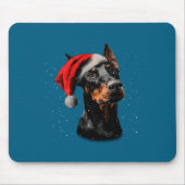 Fun Doberman Dog Christmas Lights Santa Hat Long S Muismat (Voorkant)