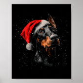 Fun Doberman Dog Christmas Lights Santa Hat Long S Poster (Voorkant)