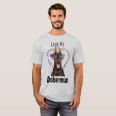 Fun Doberman in zonnebril T-shirt (Voorkant volledig)