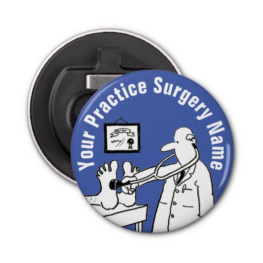 Fun Doctor met Stethoscoop Button Flesopener (Voorkant)