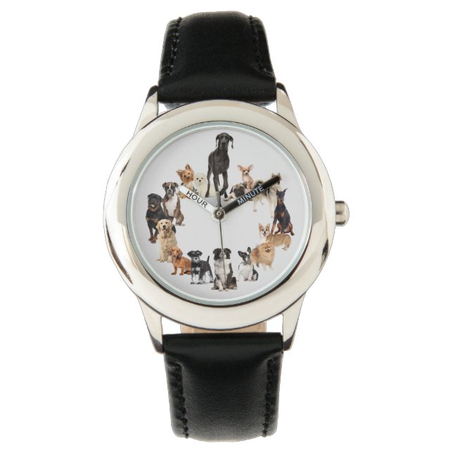 Fun Dog Breed Pet Animals Large Clock Pocket Watch Horloge (Voorkant)