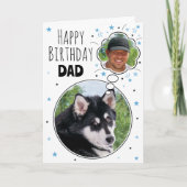 Fun Dog Dad Verjaardag Dacht Bubble Foto Wit Kaart (Voorkant)