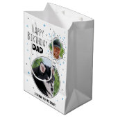 Fun Dog Dad Verjaardag Dacht Bubble Foto Wit Medium Cadeauzakje (Voorkant Gekanteld)