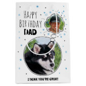 Fun Dog Dad Verjaardag Dacht Bubble Foto Wit Medium Cadeauzakje (Voorkant)