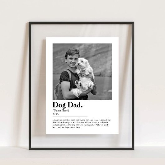 Fun Dog Dad Woordenboek Definitie met Foto Acryl Bord