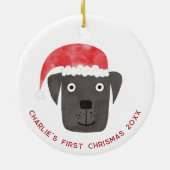Fun Dog First Christmas gepersonaliseerd Keramisch Ornament (Achterkant)