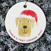 Fun Dog First Christmas gepersonaliseerd Keramisch Ornament