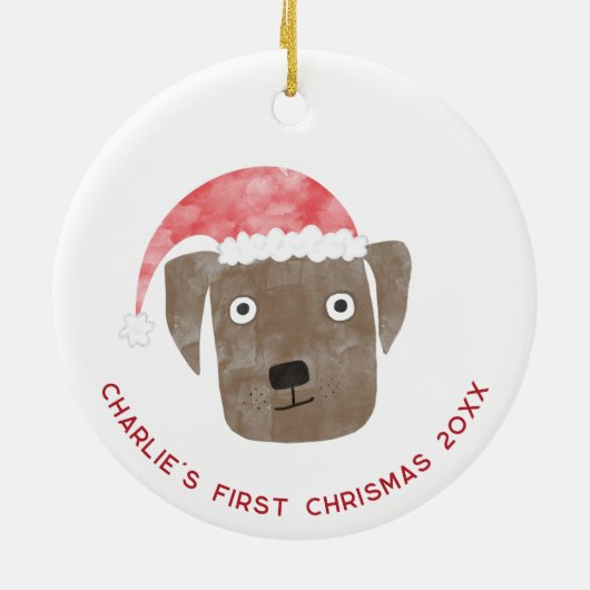 Fun Dog First Christmas gepersonaliseerd Keramisch Ornament (Achterkant)