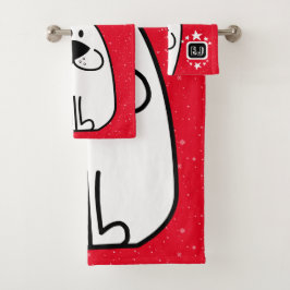 Fun Dog gepersonaliseerd monogram ontwerp Bad Handdoek