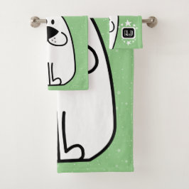 Fun Dog gepersonaliseerd monogram ontwerp Bad Handdoek