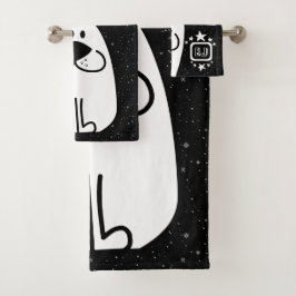 Fun Dog gepersonaliseerd monogram ontwerp Bad Handdoek