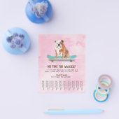 Fun Dog op skateboard Dog Walker Tear Sheet Pink Flyer (Enkel)