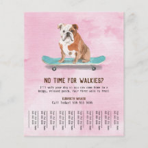 Fun Dog op skateboard Dog Walker Tear Sheet Pink