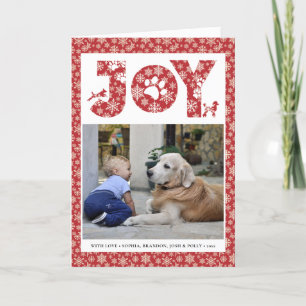 Fun Dog Paw Script JOY Modern Feestdagen Kaart