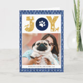 Fun Dog Paw Script JOY Modern Feestdagen Kaart (Voorkant)