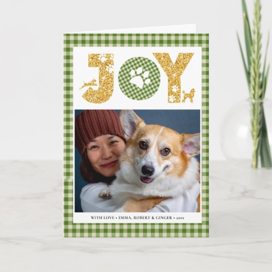 Fun Dog Paw Script JOY Modern Feestdagen Kaart (Voorkant)