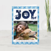 Fun Dog Paw Script JOY Modern Feestdagen Kaart (Voorkant)