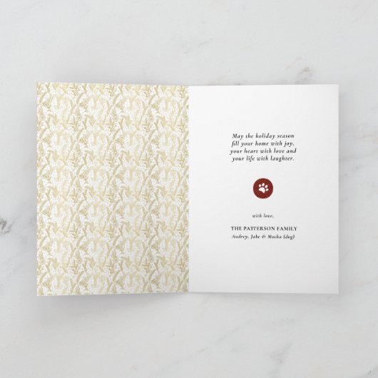 Fun Dog Paw Script JOY Modern Feestdagen Kaart (Binnen)