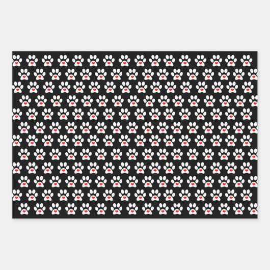 Fun Dog Paw Wrapping Paper Flat Sheet Set 3 (Voorkant 3)